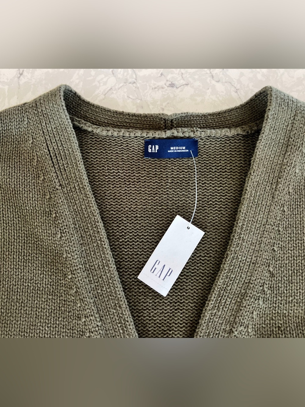 GAP Olive Green V-Neck Button Front Cardigan, NWT - Picture 6 of 11